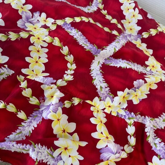 Vintage Royal Hawaiian Creations Puff Sleeves Red Floral Dress Size 4XL - Picture 10 of 13